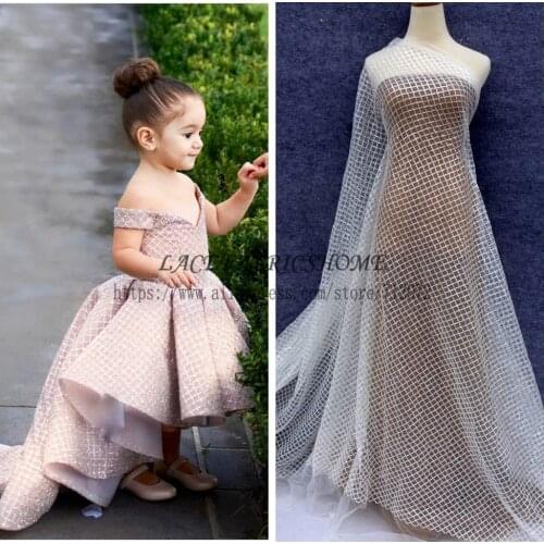 La Belleza 1 yard Crea shining sequins on off white net wedding dress/evening dress lining fabric 51'' width