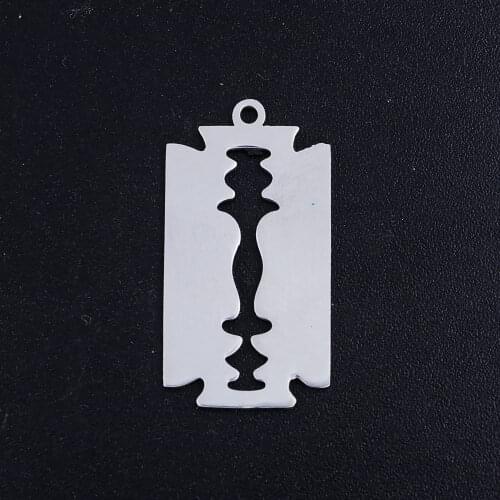 5pcs/lot Razor Blad Stainless Steel Jewelry Mens Pendant DIY Charms Wholesale Never Tarnish Pendants for Necklaces Making