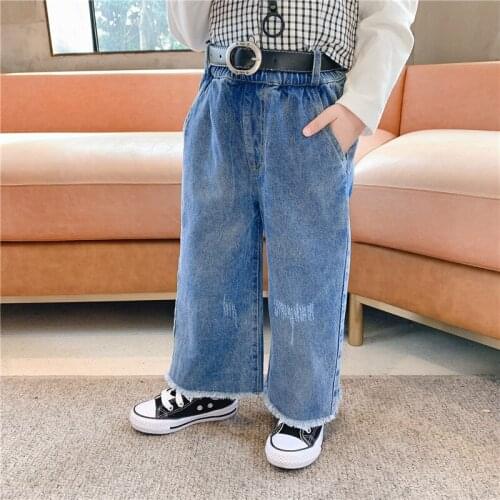 Sind Belt Fashion Loose Baby Spring Autumn Jeans Pants For Boys Girls Children Kids Trousers Clothing High Quality Teenagers