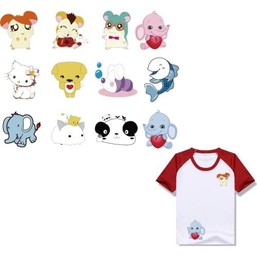 Cute Animals Thermal Sticker On T-shirt DIY A-levels Iron On Transfer For Clothing Funny Design On Kid Clothes Appliqued Patches