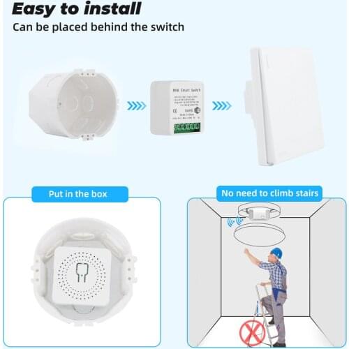 16A Tuya Mini Smart Wifi Switch Supports 2 Way Control DIY LED Light Smart Life Push Module Remote Voice Control Work with Alexa