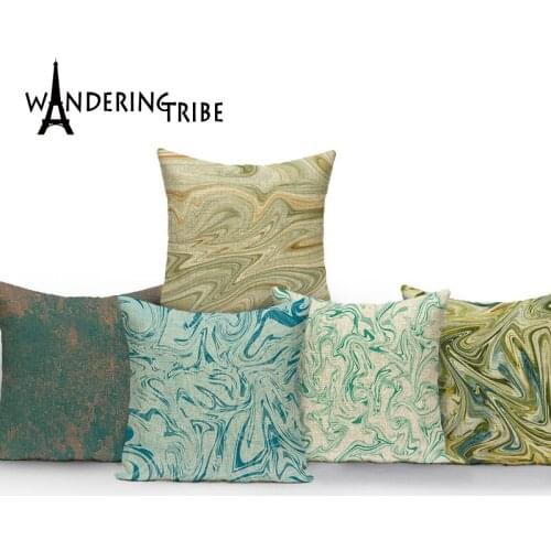 Vintage Marble Decorative Throw Pillows Case Retro Line Bed Pillow Cover Print Twisted Geometry Sofa Bed Cushion Cover