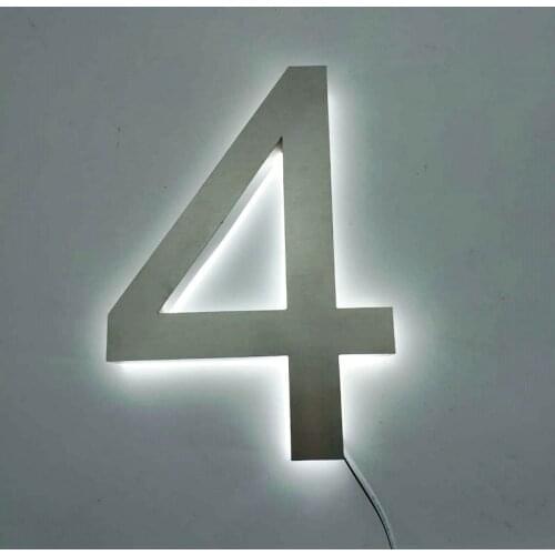 Waterproof stainless steel led door plate 3D address number led lighted house number