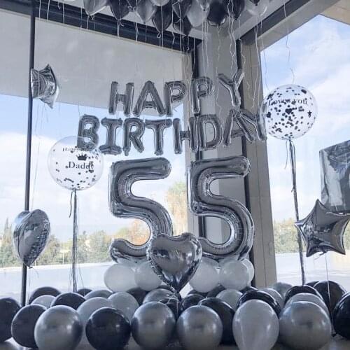Silver Black Happy Birthday Letter Balloons Foil Number Ballon Kids Adult Birthday Party Baby Shower Decoration Balloon Supplies