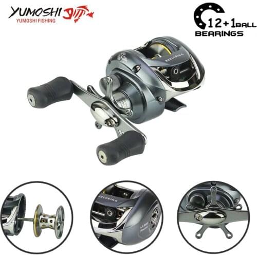 Yumoshi 6.3:1 13BB Right Left Baitcasting Reel low profile Fishing Reels Centrifugal Dual Brake Bait casting Reels Carretilha