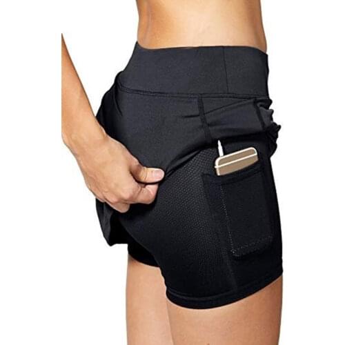 Womens Tennis Skirts Inner Shorts Elastic Sports Golves Skorts with Phone Pockets &T8