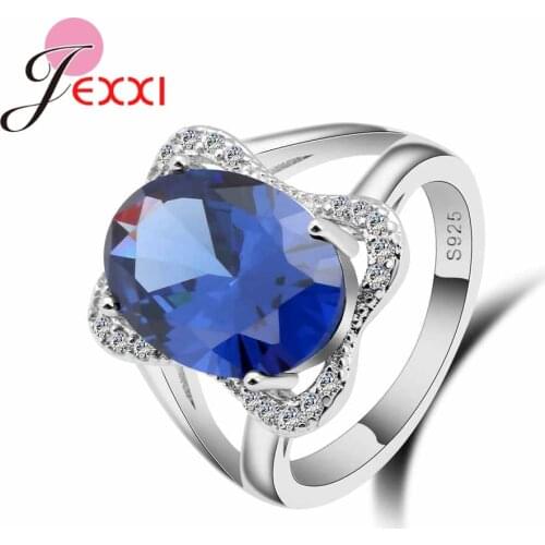 Top Quality Austrian Crystal CZ Rings Popular 925 Sterling Silver Rings For Women Girl Wedding Party Dropshipping