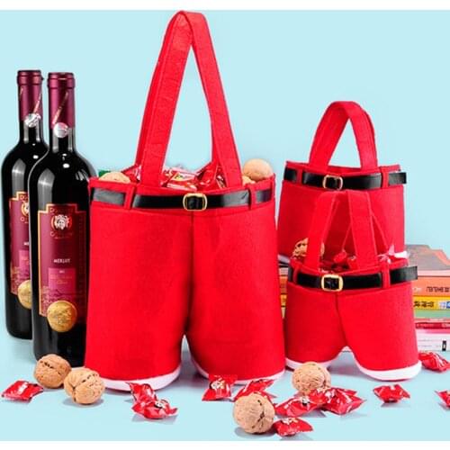 1 pcs Christmas Candy Gift Bag Containers Decorations Wine Bottle Cover Decor Bag Decoration For New Year Xmas Home Party