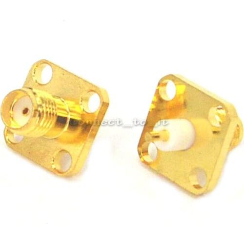 10 pieces/lot) SMA Female Connector 4 Hole Panel Mount Jack wire connector Solder Post Terminal Connector