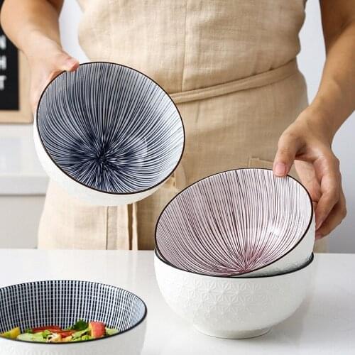 1000ml Ceramic Bowl Japanese Relief Salad Ramen Bowl Kitchen Tableware Coconut Bowl