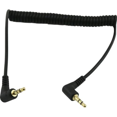 1x 5FT 3.5mm 3 Pole Male to Male Stereo 90 Degree Right Angled Coiled Spiral Adapter Audio Connector Cable