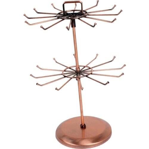 2 Tiers Necklace Ring Earrings Rotating Rack Stand Display Organizer Holder