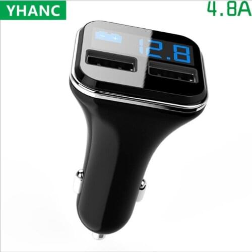 2018 car-charger car-styling Dual USB Car Cigarette Charger with LED Display Volt Amp Meter DC 4.8A 5V Apr for Samsung Xiaomi
