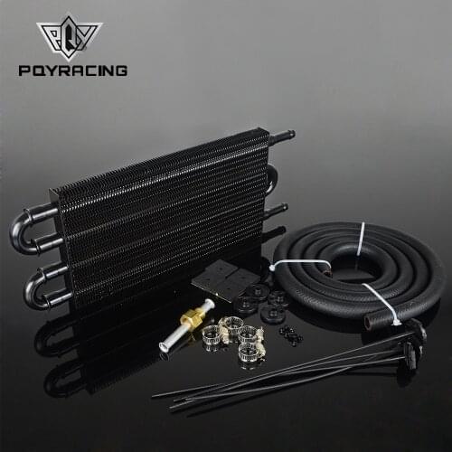 4 Row 250*127*19 Car Cooling System Radiator AT/MT Transmission Oil Cooler Kit Universal Aluminum Black Silver Free shipping