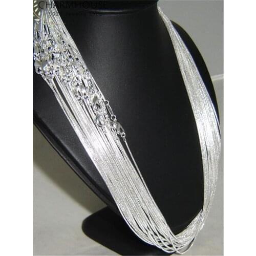 5pcs/lot Pure 925 Silver Necklaces For Men Women 1mm Snake Chain Long Necklace Collier Fashion Jewelry Accessories Bijoux Gifts