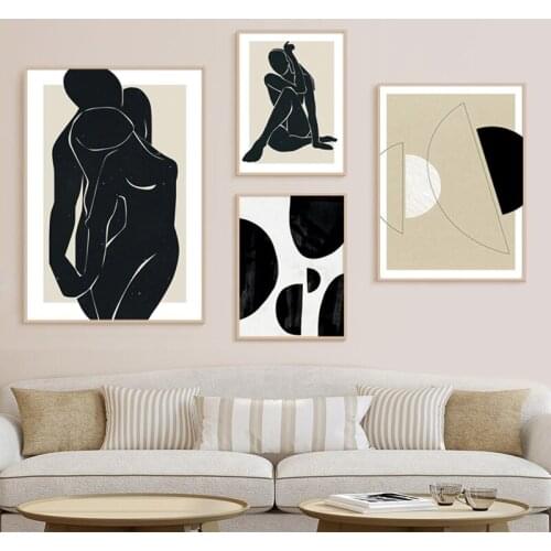 Abstract Black Woman Man Scandinavia Wall Art Canvas Painting Nordic Poster And Prints Wall Pictures For Living Room Home Decor