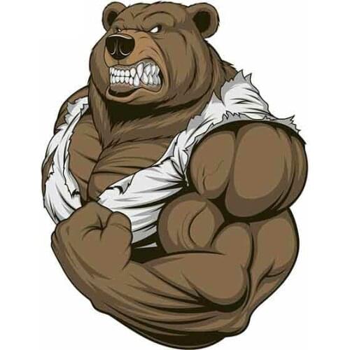 Bear Muscles Cartoon Car Sticker Vinyl Auto Accessories Car Window Car Styling Decal PVC 10cm*13cm Cover Scratches Waterproof