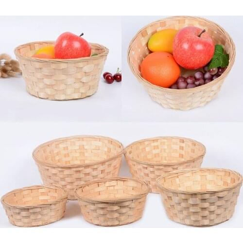 Bamboo Woven Bread Basket Snacks Container Food Display Basketry Kitchen Fruit Vegetables Egg Storage Tray