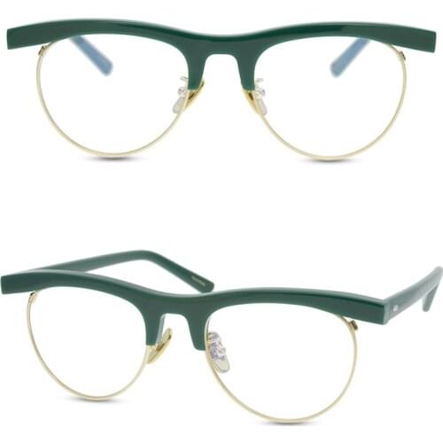 Belight Optical Unisex Vintage Retro Design Acetate with Metal Half Rimless Prescription Eyeglasses Spectacle Frame Eyewear 9517