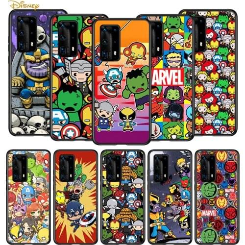 Marvel cartoon cute for Huawei P40 P30 P20 P10 Pro Lite E Plus 4G 5G P9 P8 Lite P Smart Z S Plus Soft Black Phone Case