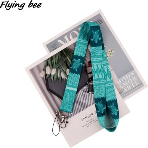 Flyingbee Sea Turtle Creative Neck Strap Lanyards ID Badge Card Holder Keychain Phone Gym Strap Webbing Necklace Gift X1936