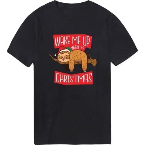 Christmas Wake Me UP Mens T Shirts Print Short Sleeve Oversize Tshirts Vintage Military Tees Funny Clothes Top Man Dadera Hombre