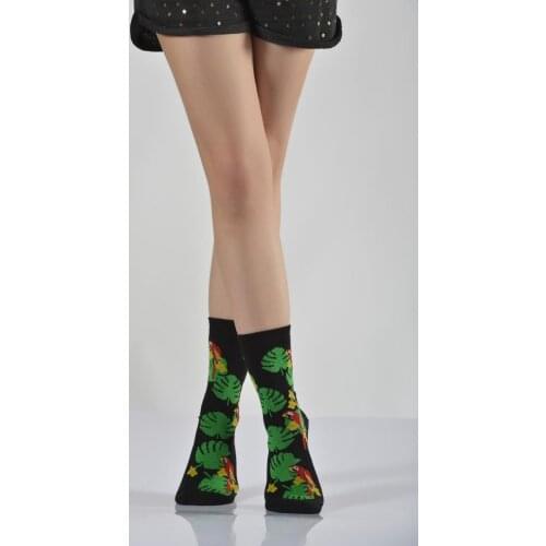 Idilfashion Women Parrot and Forest Pattern Socket Stocking-Multi-Color-B-ART015 (3'LÜ PACKAGE)