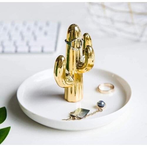 Cactus Ring Holder Dish for Jewelry, Ceramic Ring Holder Trinket Tray/Dish Great for Wedding Ring, Earring, Diamond Ring