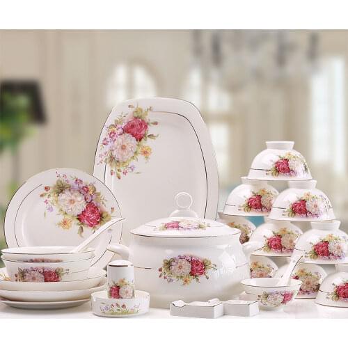 56 Heads Jingdezhen ceramics Dinner Dish Rice Salad Noodles Bowl home dish soup bowl taste dish rice bowl Pot Dinnerware Sets