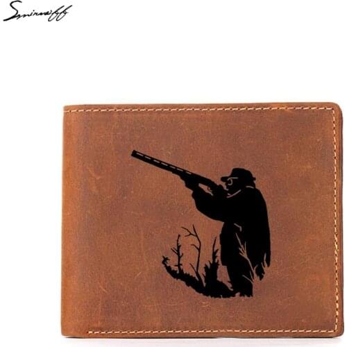 A Mounted Hunt Men Purse Small Coin Pocket Purse Credit Card Holder Leather Wallet Men engrave logo wallet