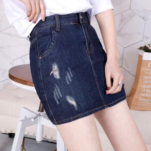 Summer high waist lining bottoming anti-lighting skirt a line skirt thin Korean cowgirl short skirt hole plus size 40