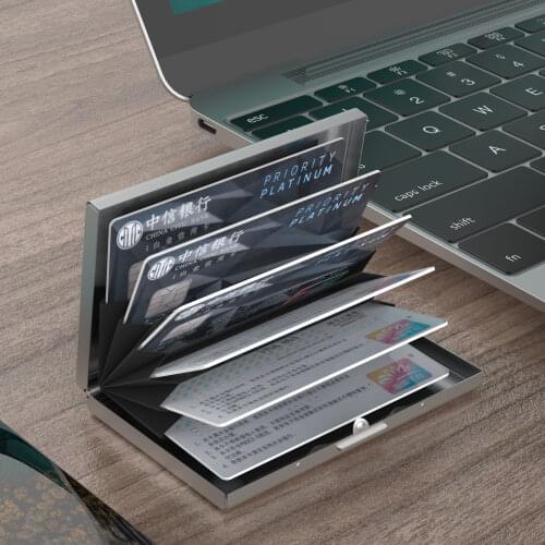 Mens portable stainless steel anti-magnetic anti-theft brush metal card clip credit card box shield RFID bank card bentoy