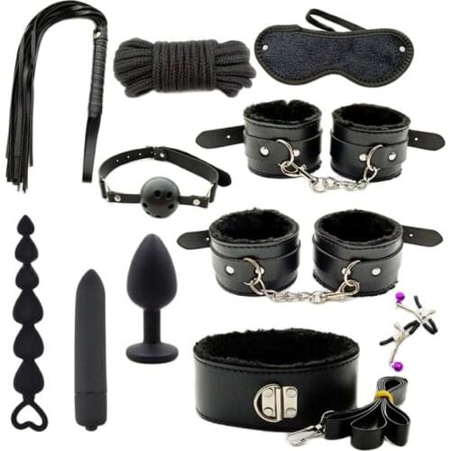Adult games Nipple Clamps Rope Bdsm Bondage Set Sex Handcuffs Whip Collar SM Gag sex toys for Women Couples Erotic Accessories