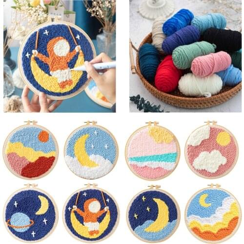 DIY Landscape Embroidery Kit - Punch Needle Starter Basic Tool -Cross Stitch Kits- Needlepoint Set for Beginners Adults Kids