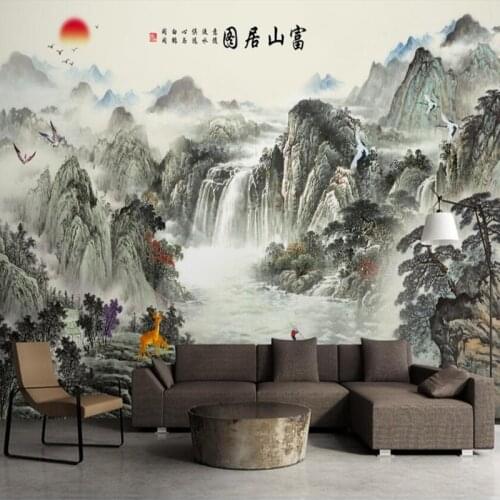 Custom Mural Wallpaper Chinese Style Landscape Ink Painting 3D Fresco Living Room TV Sofa Study Background Wall Papel De Parede