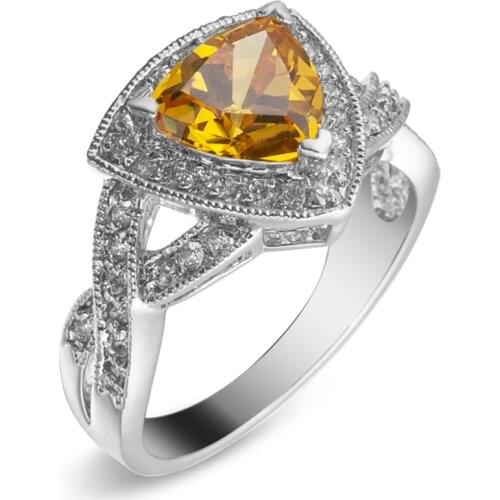 Fleure Esme Charm Wedding rings Jewelry & Accessories for womens clothing accessories Yellow Cubic Zirconia Rhodium Plated R564