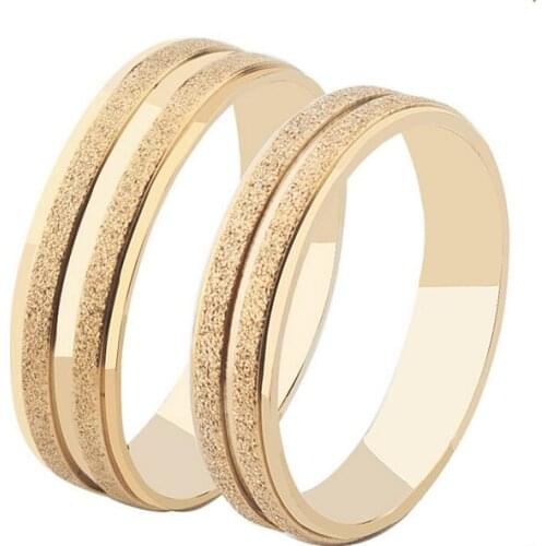 Stainless steel creative fashion frosted couple rings
