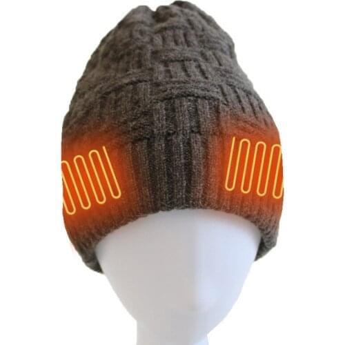 Rechargeable Electric Heated Hat Knitting Beanie 3 Temperature Control Intelligent Warm Cap for Outdoor Cycling Skiing Hiking