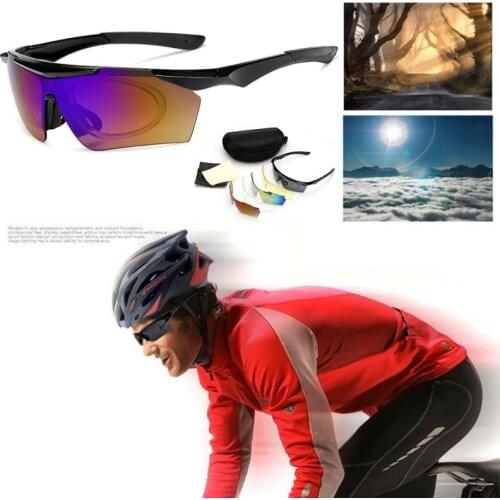 Professional Polarized Cycling Glasses Bike Goggles Outdoor Sports Bicycle Sunglasses UV 400 With 5 Lens 5 Color Safety Goggles