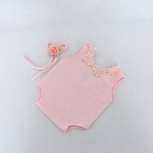 Pink Cotton Diaper And Handmade Headband Sets Newborn Photo Shoot Props Lovely Baby Girl Outfit And Tieback Photography Prop