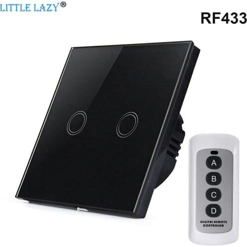 Touch Switch Wall Switch RF433 433Mhz with wireless Control Switch RF with Tempered Glass 1/2/3gang