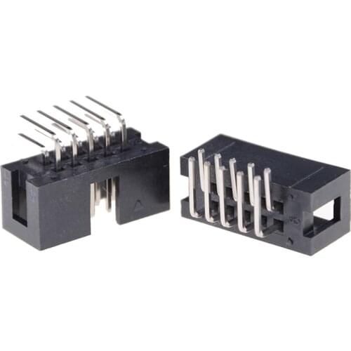 10pcs Header Connector Double-spaced Pin Male IDC Socket Box DC3 10 Pin 2x5Pin Right Angle Double Row Pitch 2.54mm