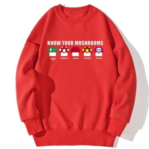 Know Your Mushrooms Print Sweatshirt Mens Streetwear Harajuku Hoody Outwear Leisure Pullovers 2020 Retro Autumn Supoleron Hombre