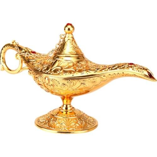Traditional Hollow Out Fairy Tale Aladdin Magic Lamp Wishing Tea Pot Genie Lamp Vintage Retro Toy For Home Decor Ornaments