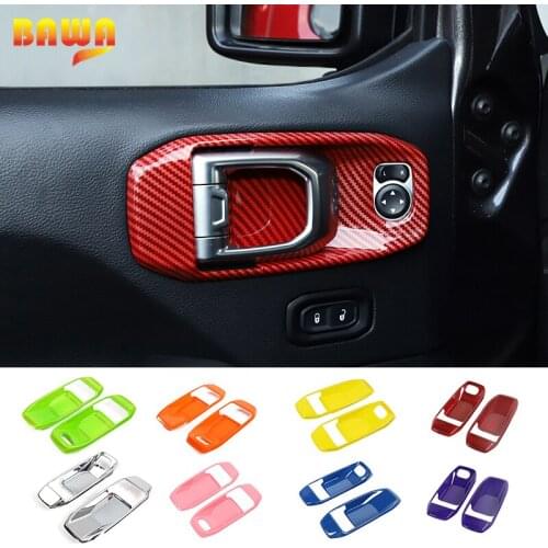 BAWA Interior Mouldings for Wrangler JL 2018+ Car Door Handle Bowl Decoration Cover Stickers for Jeep Wrangler JL Accessories