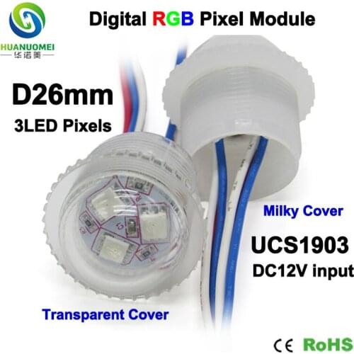 Waterproof smart digital UCS1903 26mm 3LEDs 5050 smd rgb led pixel light full color module addressable bulb DC12V lamp lighting