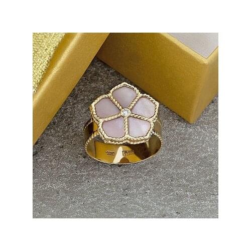 Womens Fashion 18K Gold Ring Elegant Luxury Flower Jewelry Wedding Engagement Party Ring Size 5-11