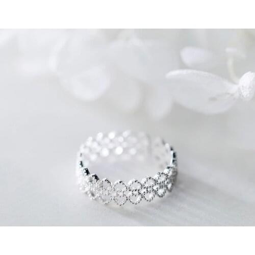 Modian Fashion Simple Hollow Lace Pattern Ring for Women 925 Sterling Silver Open Adjustable Finger Ring Fine Jewelry Girl Gift