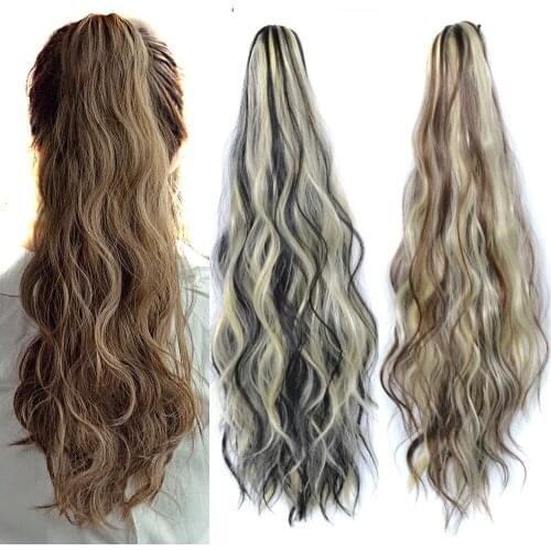 ZM Ponytail Long Body Wave Synthetic Ponytail Clip in Hairpiece Body Wavy Ponytail Hair
