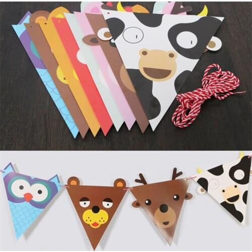 1Set Animal Banners Baby Shower Birthday Party Decorations Kids Event & Party Supplies Birthday Party Decorations Supplies Falgs